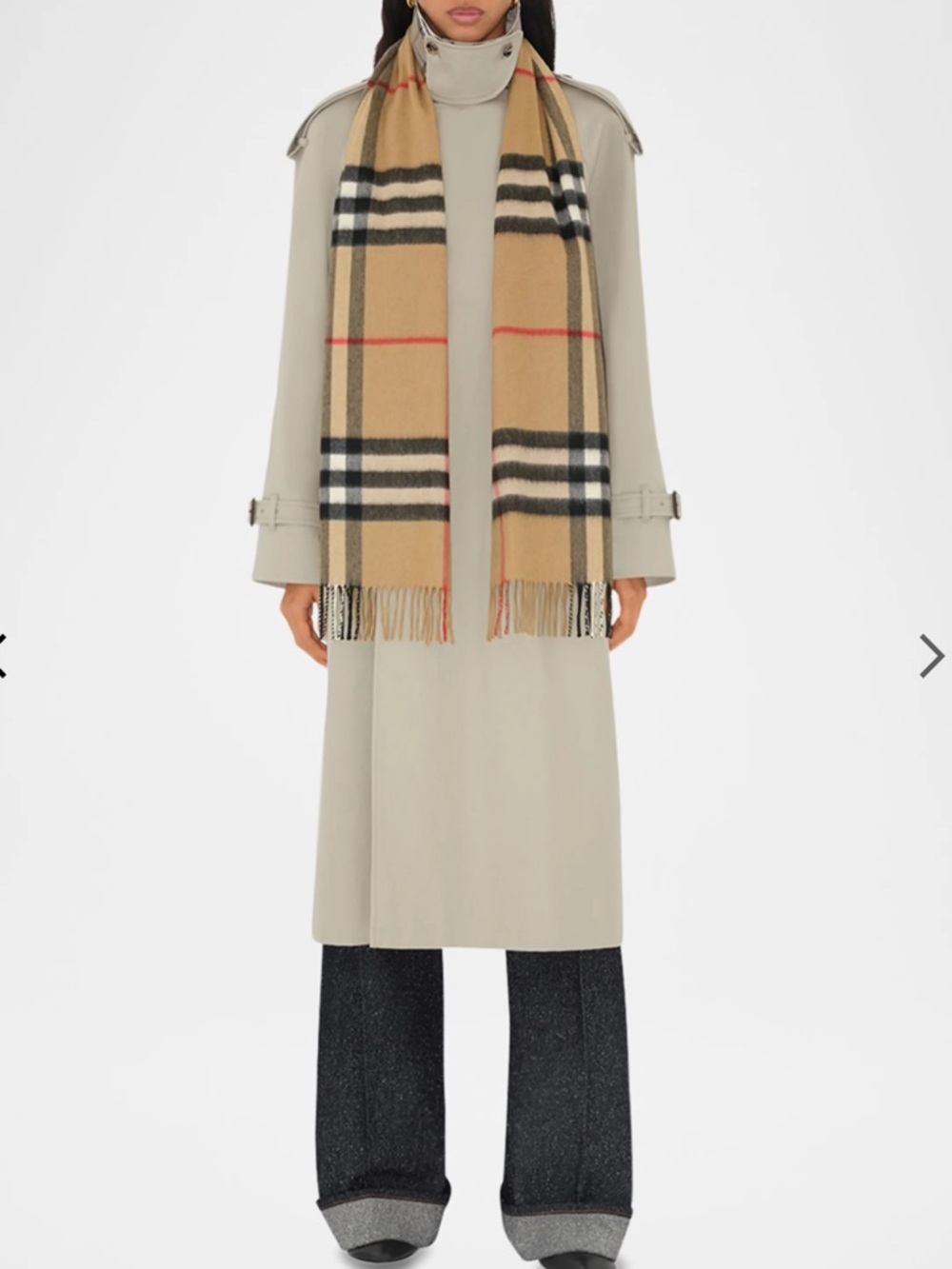 Burberry Classic Beige Check Cashmere Scarf